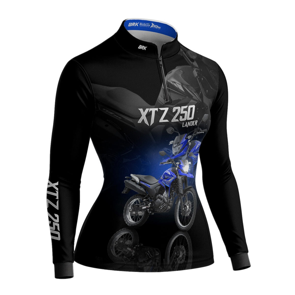 Camisa de Motociclismo Feminina Brk XTZ 250 Azul com Proteção UV50+