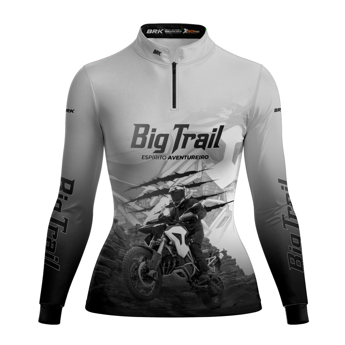 Camisa de Motociclismo Feminina Brk Tiger 1200 Rally Pro Branca com Proteção Solar UV50+