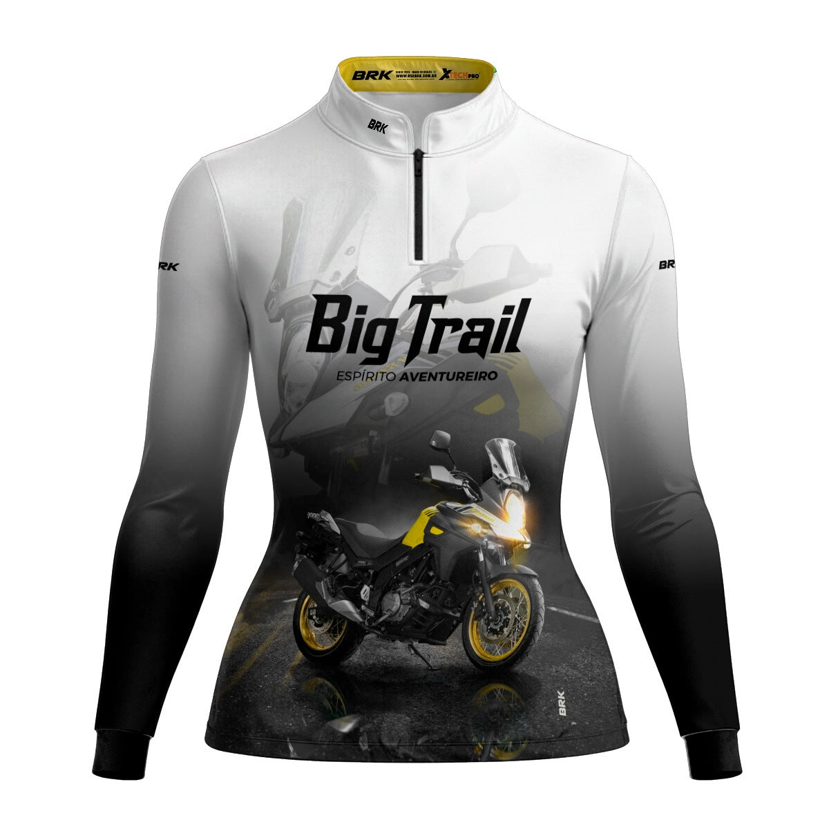 Camisa de Motociclismo Feminina Brk V-STROM 650 Branca com Proteção Solar UV50+