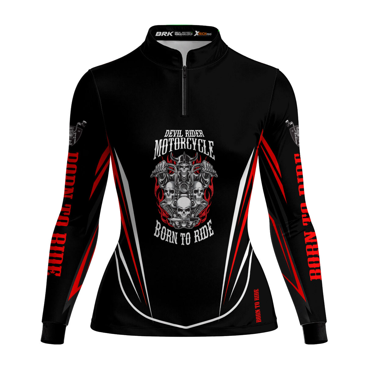 Camisa de Motociclismo Feminina Brk Custom Born To Ride com Proteção UV50+