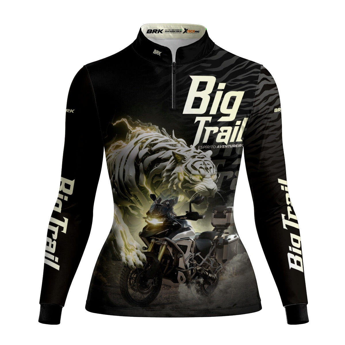 Camisa de Motociclismo Feminina Brk Tiger 1200 Rally Pro Preta com Proteção UV50+