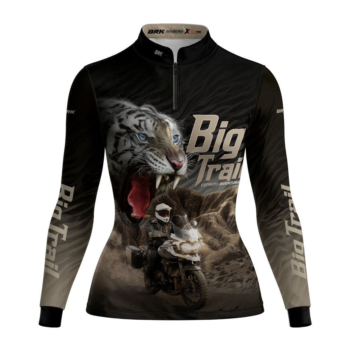 Camisa de Motociclismo Feminina Brk Tiger 1200 Preta com Proteção Solar UV50+