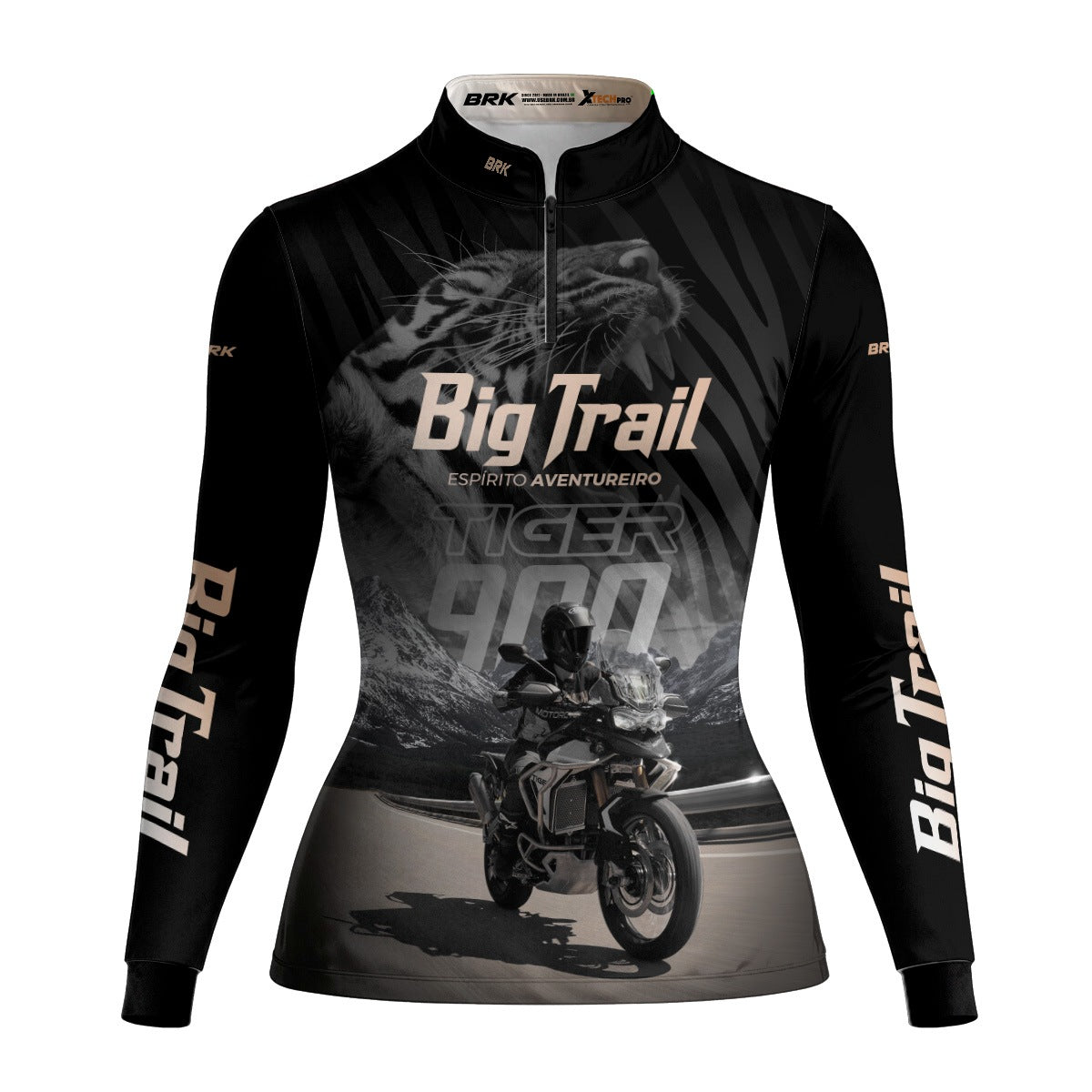 Camisa de Motociclismo Feminina Brk Tiger 900 Rally Pro Preta com Proteção UV50+