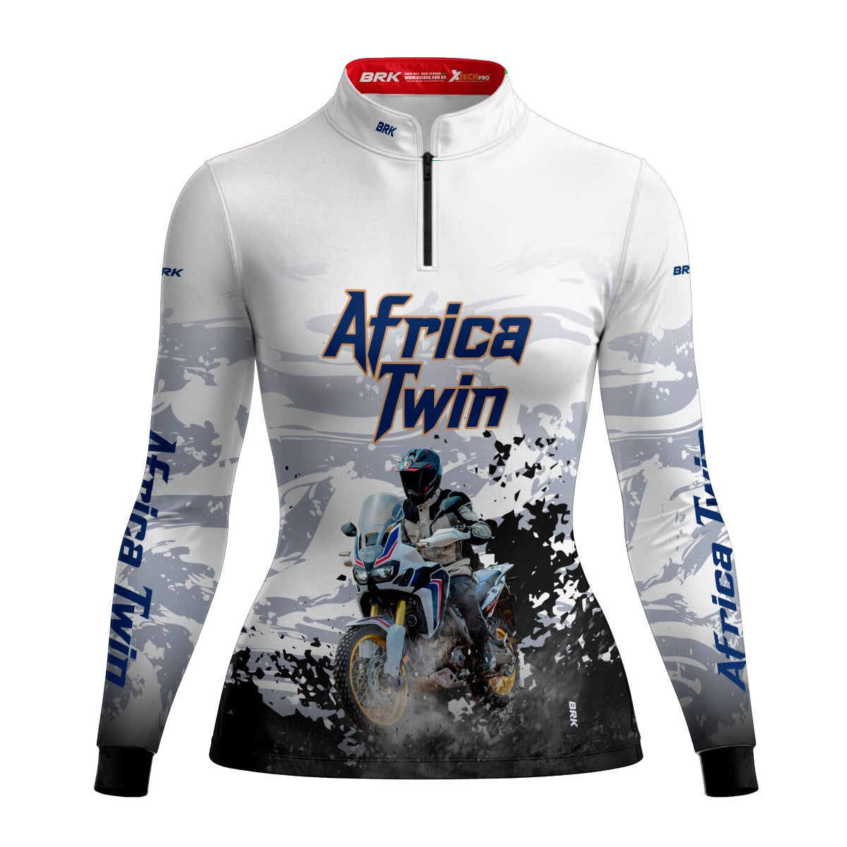 Camisa de Motociclismo Feminina Brk Africa Twin Branca com Proteção Solar UV50+