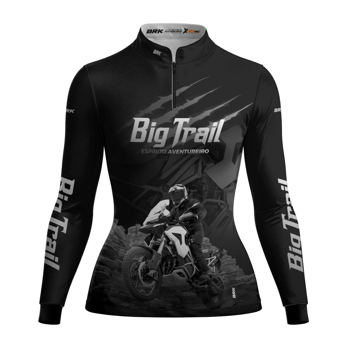 Camisa de Motociclismo Feminina Brk Tiger 1200 Rally Pro Preta com Proteção Solar UV50+