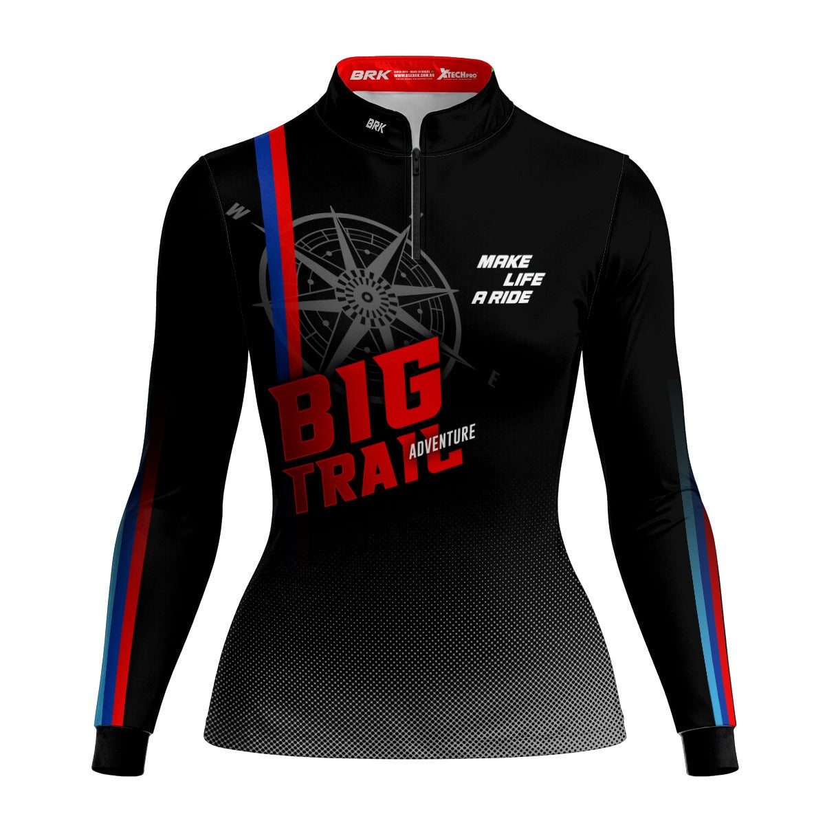 Camisa de Motociclismo Feminina Brk Big Trail Adventure Preta com Proteção Solar UV50+