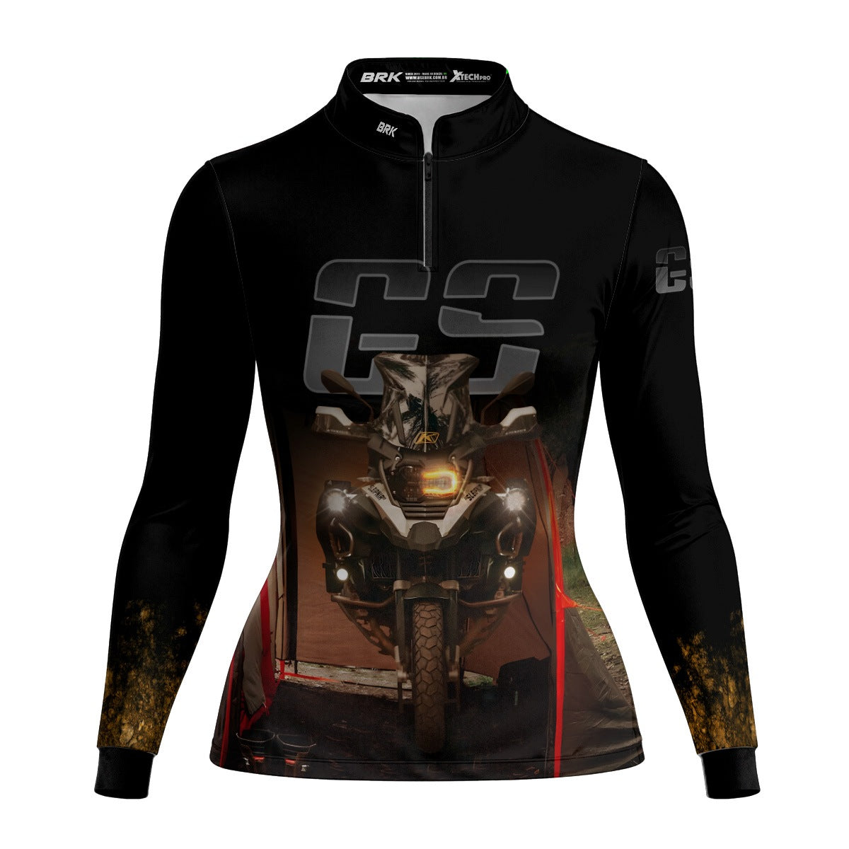Camisa de Motociclismo Feminina Brk Preta Big Trail GS com Proteção Solar UV50+
