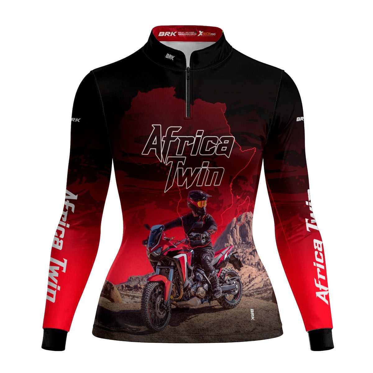 Camisa de Motociclismo Feminina Brk Africa Twin Vermelha com Proteção UV50+