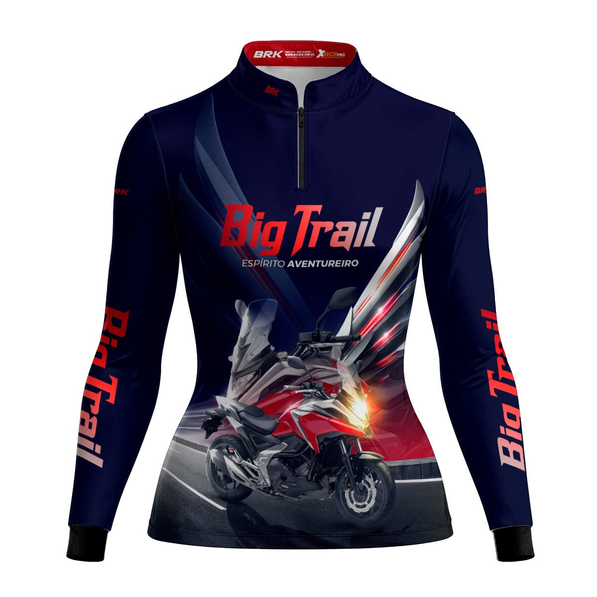 Camisa de Motociclismo Feminina Brk NC 750X Azul Escuro com Proteção Solar UV50+