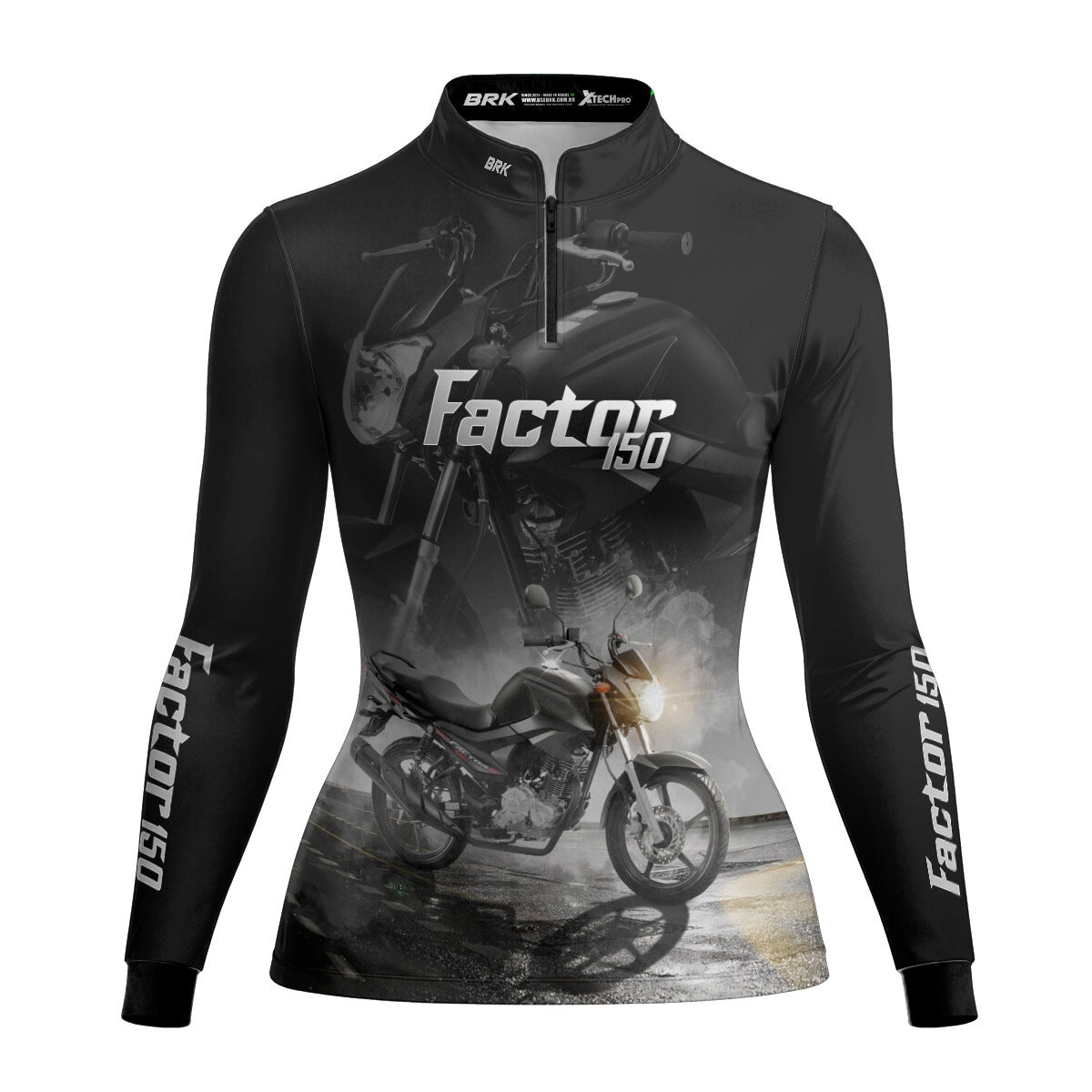 Camisa de Motociclismo Feminina Brk Factor 150 Preta com Proteção UV50+