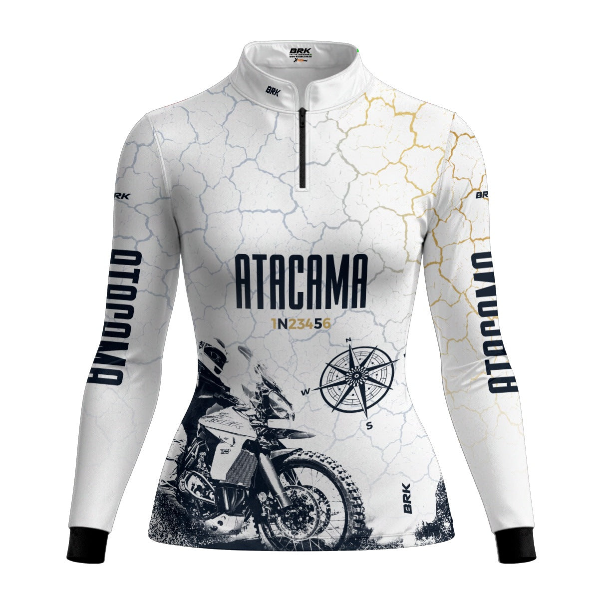 Camisa de Motociclismo Feminina Brk Branca Atacama Chile com Proteção Solar UV50+