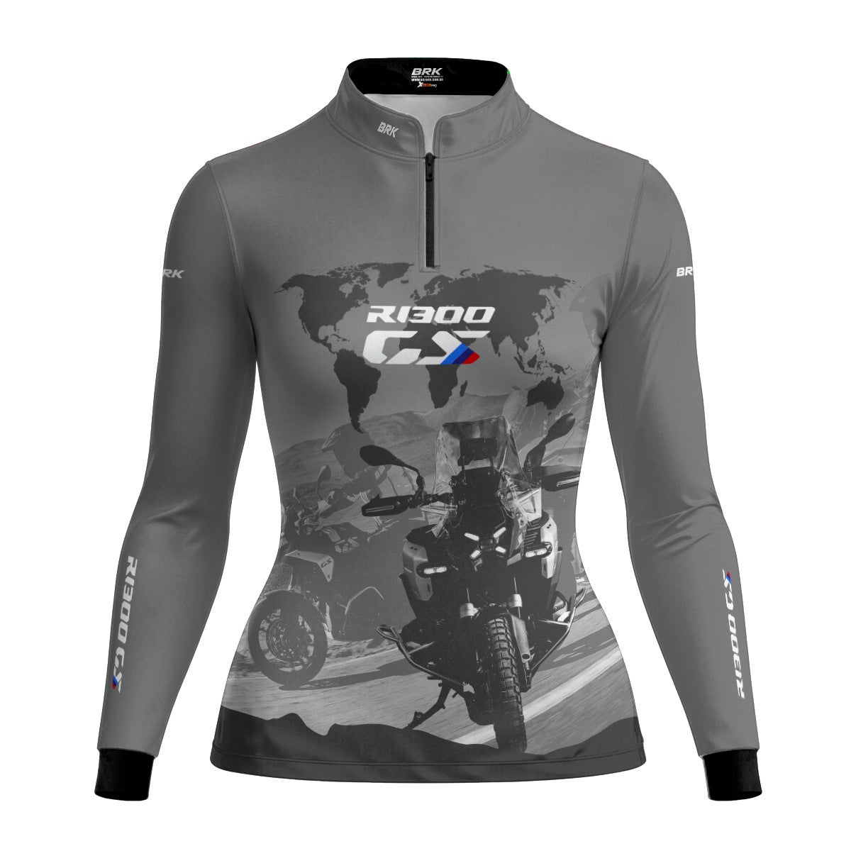 Camisa de Motociclismo Feminina Brk GS R1300 Mapa Mundi com Proteção UV50+