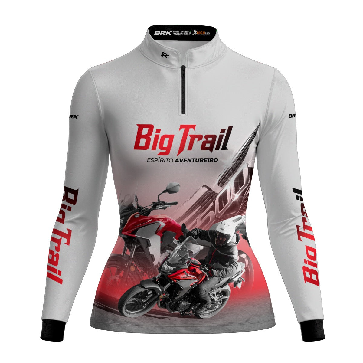 Camisa de Motociclismo Feminina Brk CB 500X Branca com Proteção Solar UV50+