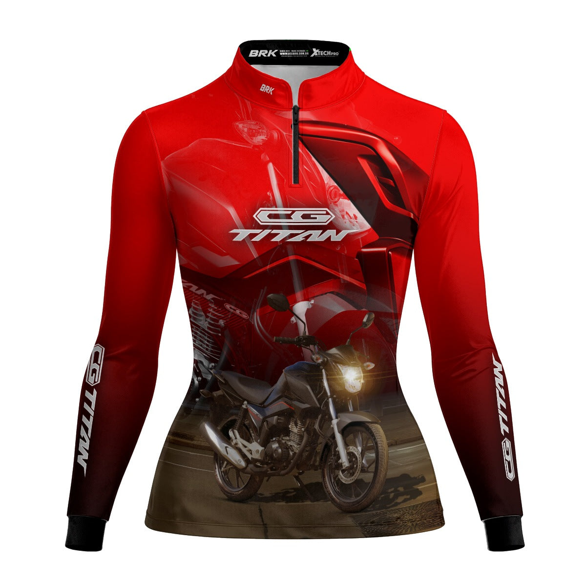 Camisa de Motociclismo Feminina Brk CB160 Titan Preta com Proteção UV50+