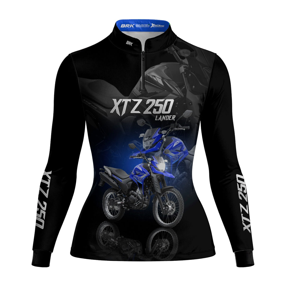 Camisa de Motociclismo Feminina Brk XTZ 250 Azul com Proteção UV50+