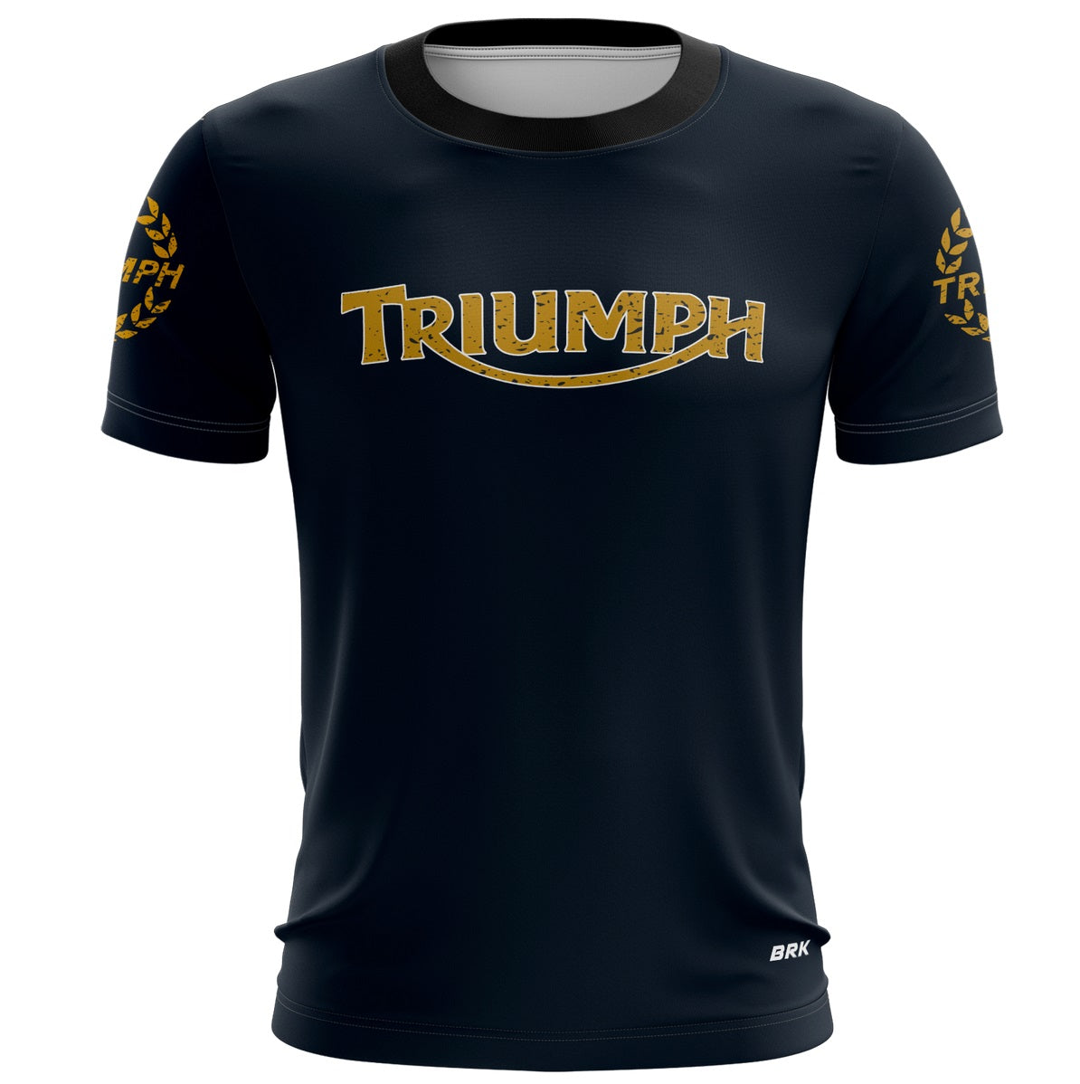Camiseta Motociclismo Brk Casual Triumph Azul Escuro com Proteção Solar UV50+