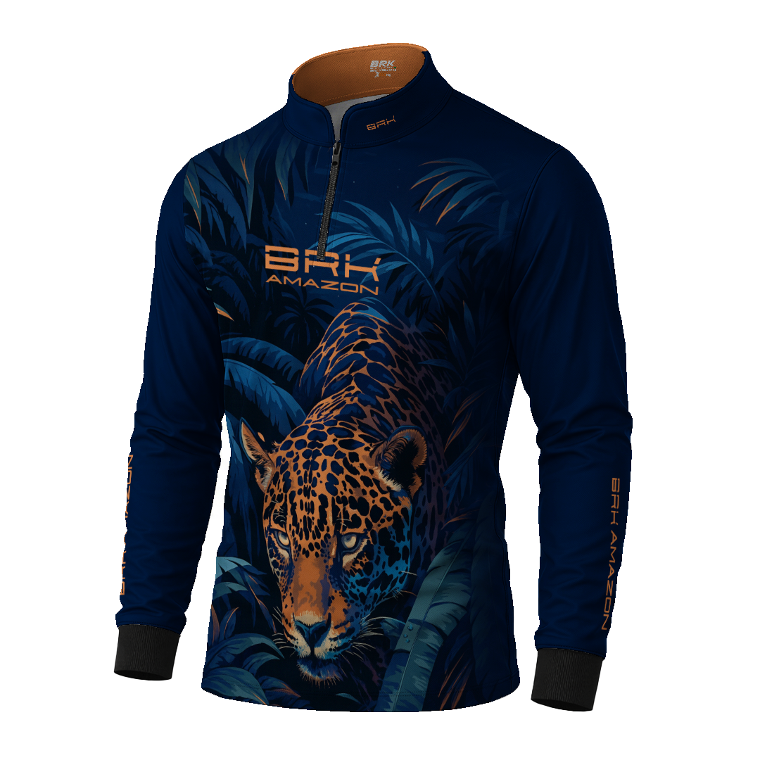 Camisa de Pesca Brk Amazon Onça Azul com Proteção UV50