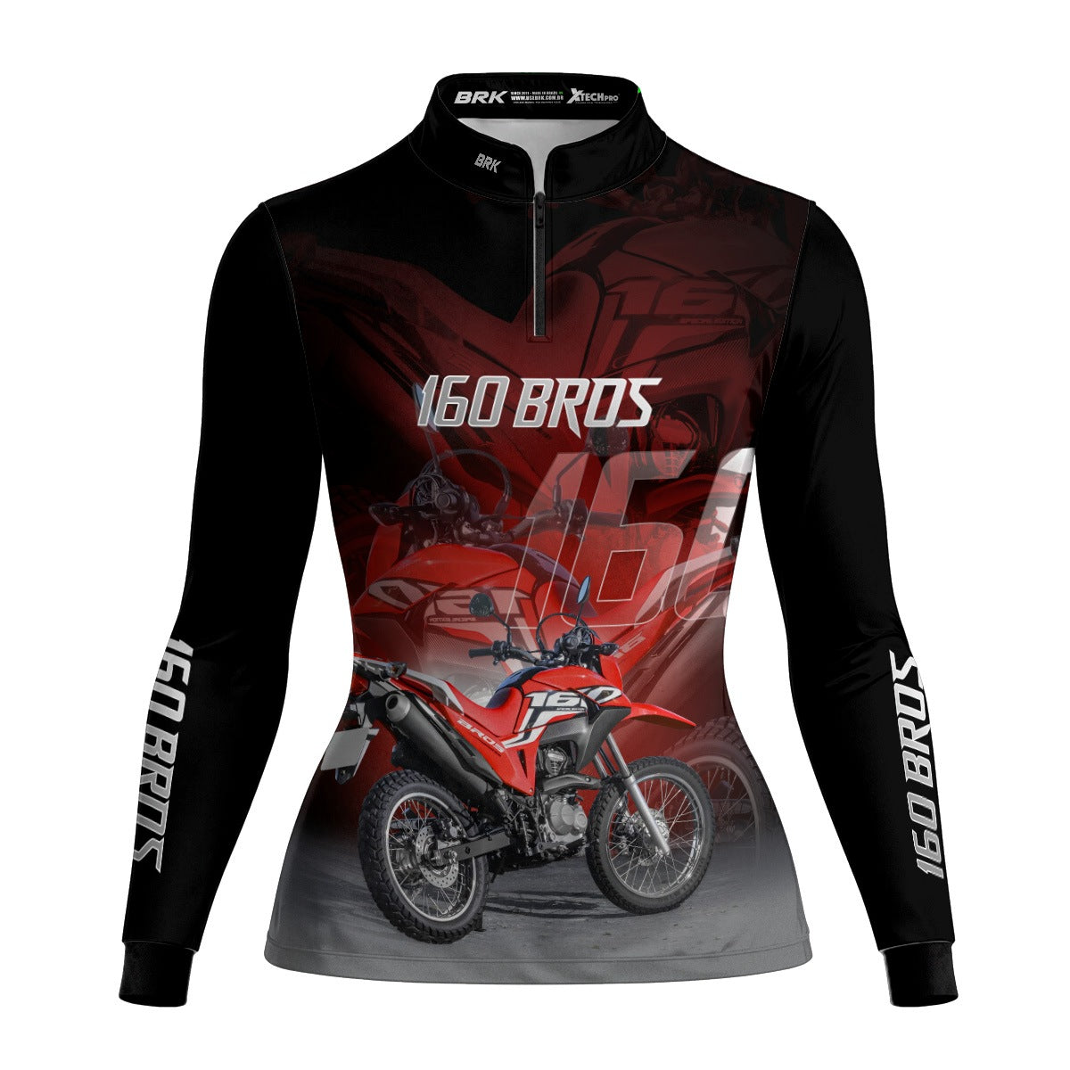 Camisa de Motociclismo Feminina Brk NRX 160 BROS Vermelha com Proteção UV50+