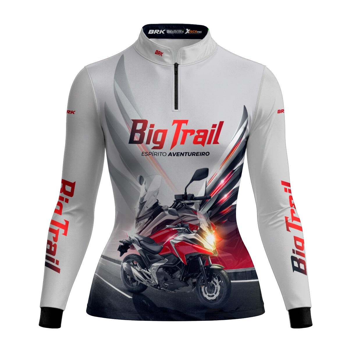 Camisa de Motociclismo Feminina Brk NC 750X Branca com Proteção Solar UV50+