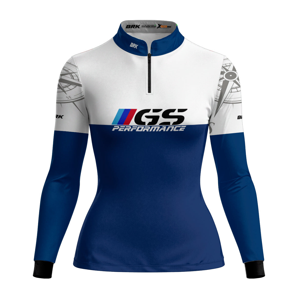 Camisa Feminina Motociclismo Brk GS BMW Performance Azul com Proteção Solar UV50+