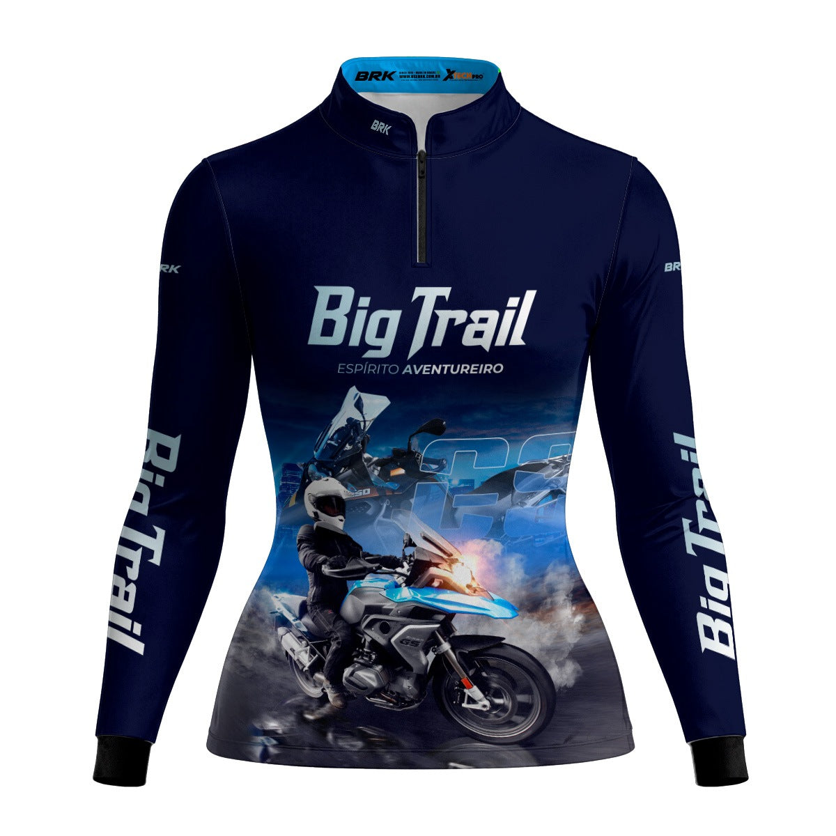 Camisa de Motociclismo Feminina Brk R 1250 GS Premium Azul com Proteção Solar UV50+