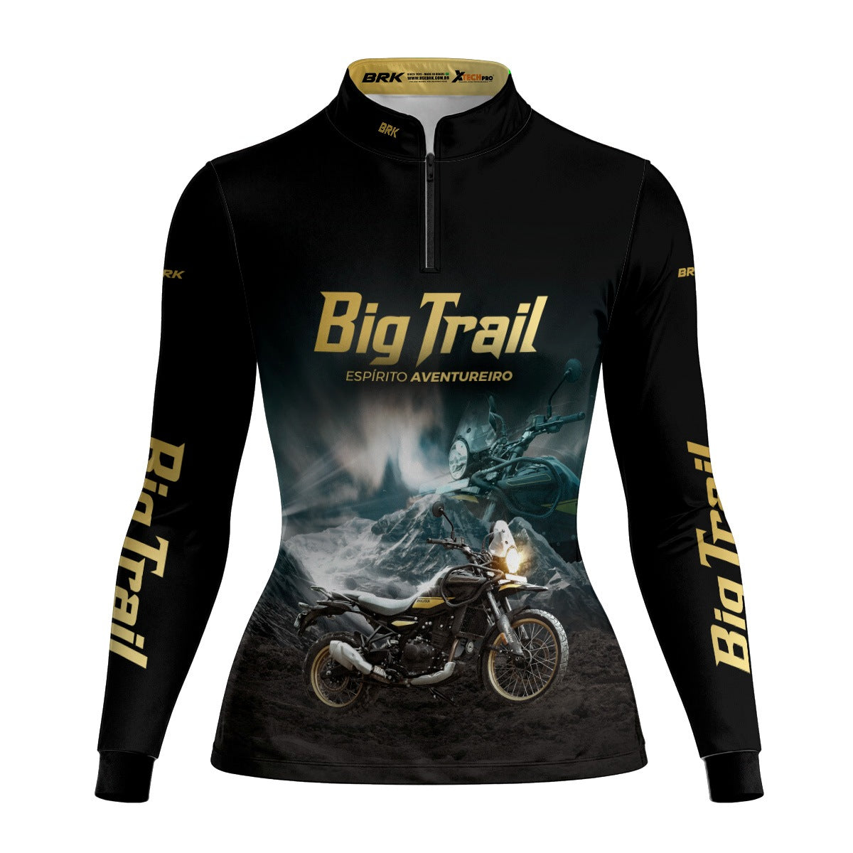 Camisa de Motociclismo Feminina Brk Preta Moto Himalayan com Proteção Solar UV50+