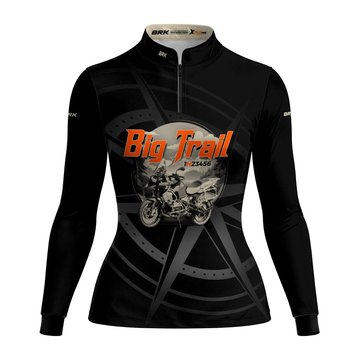 Camisa de Motociclismo Feminina Brk Big Trail Preta com Proteção UV50+