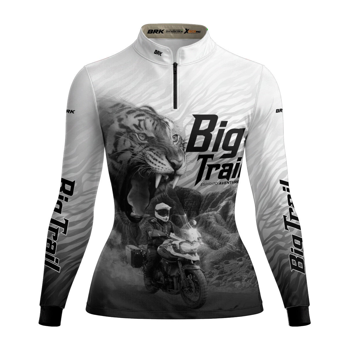 Camisa de Motociclismo Feminina Brk Tiger 1200 Branca com Proteção Solar UV50+