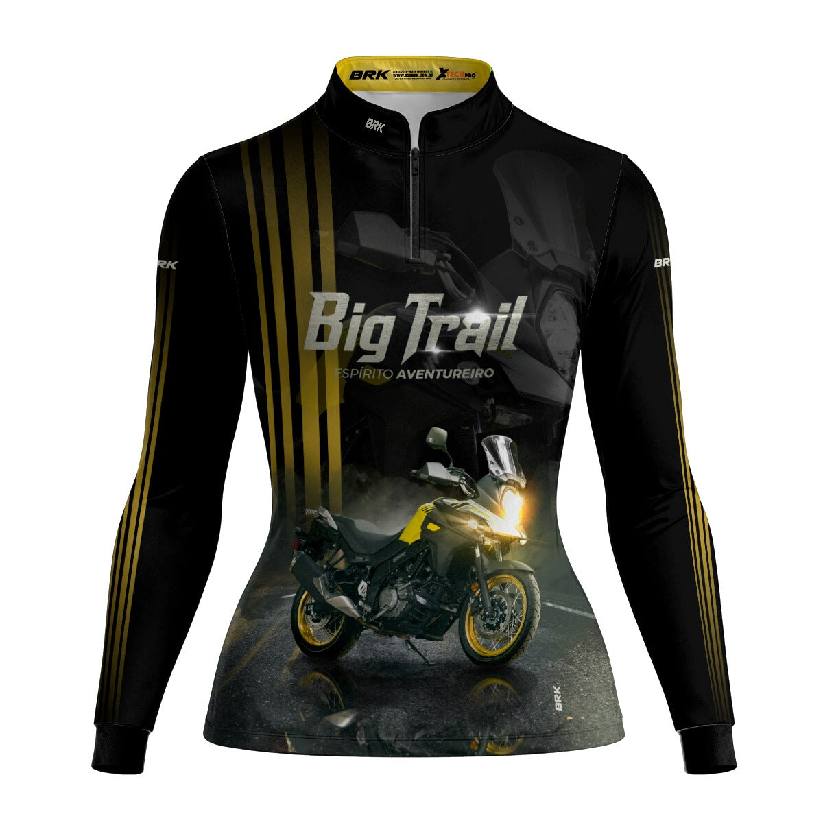 Camisa de Motociclismo Feminina Brk V-STORM 650 Preta com Proteção Solar UV50+
