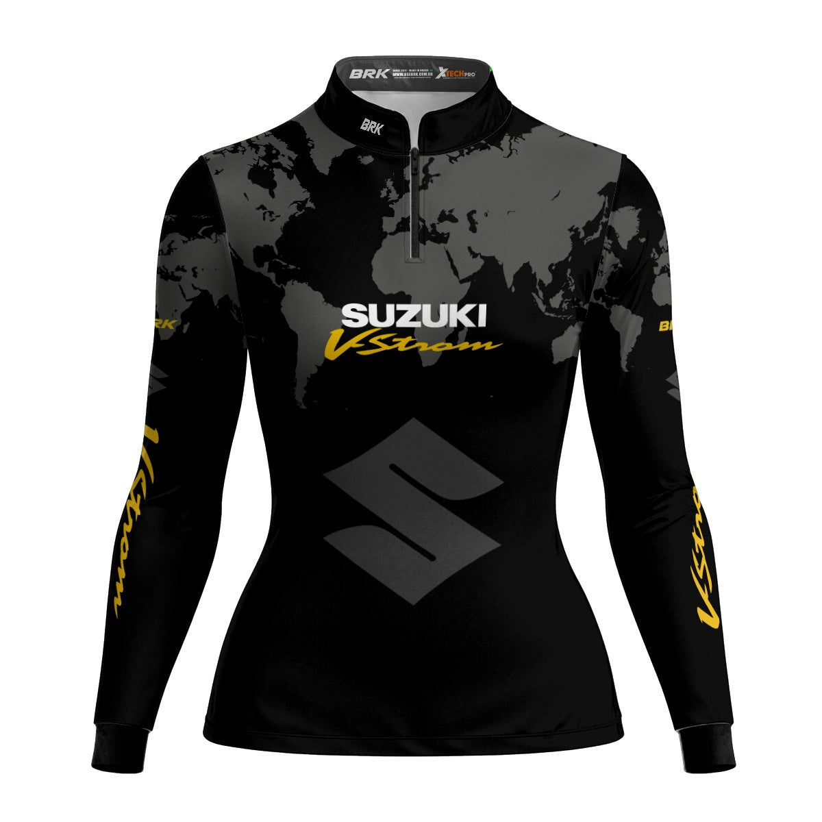 Camisa Feminina Motociclismo Brk Suzuki Vstron com Proteção Solar UV50+
