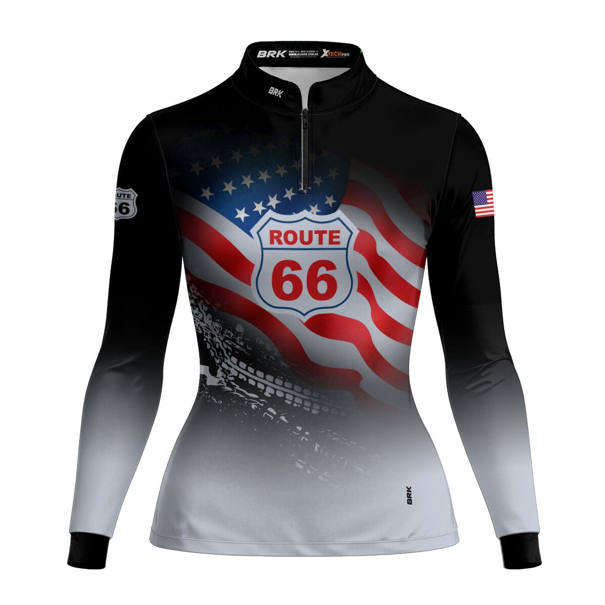 Camisa Motociclista BRK U.S Route 66 Estrada com UV50 +