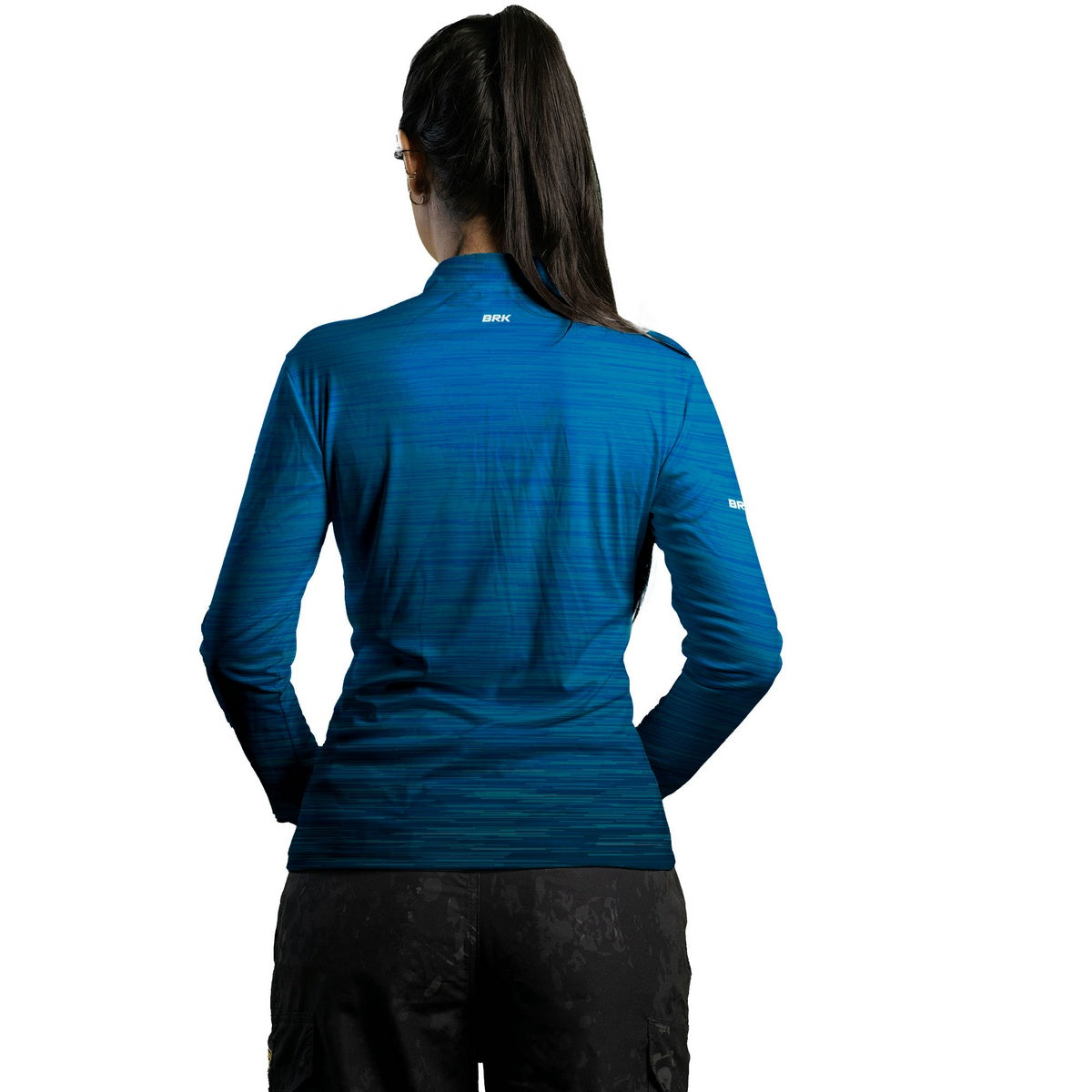 Camisa de Motociclismo Feminina Básica Brk Mescla Azul com Proteção Solar UV50+