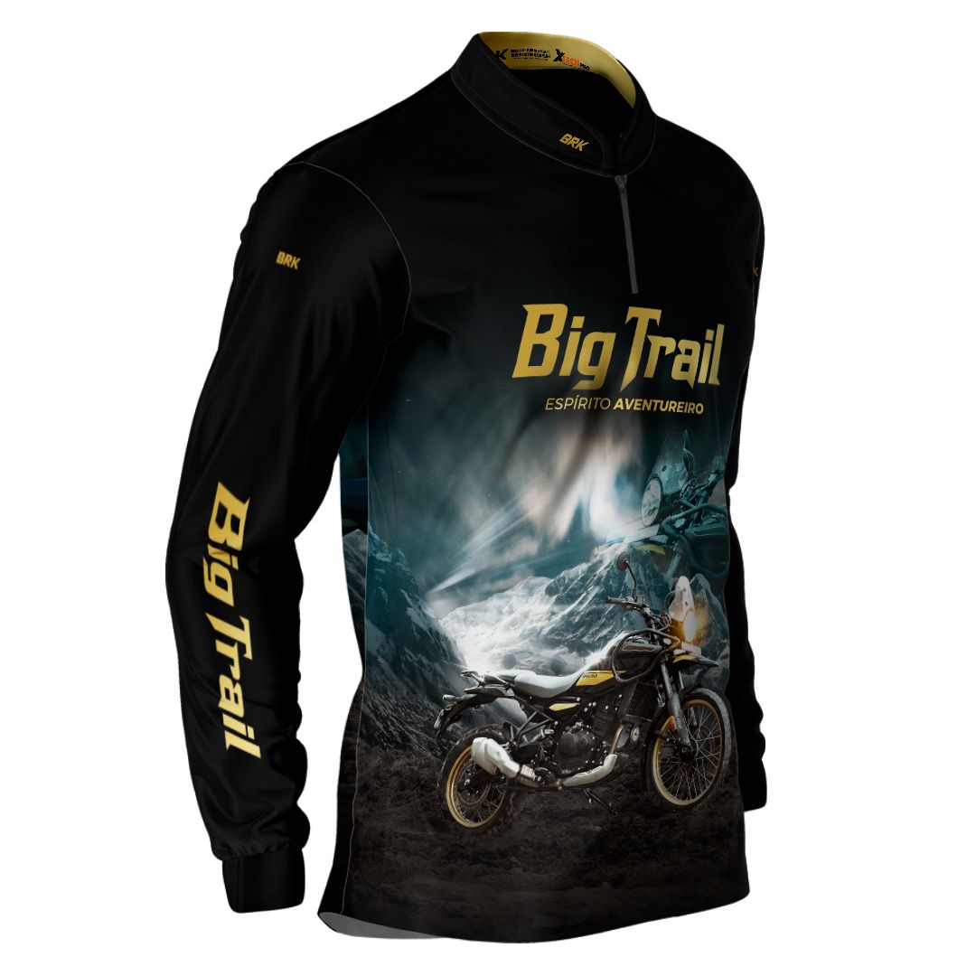 Camisa de Motociclismo Brk Preta Moto Himalayan com Proteção Solar UV50+
