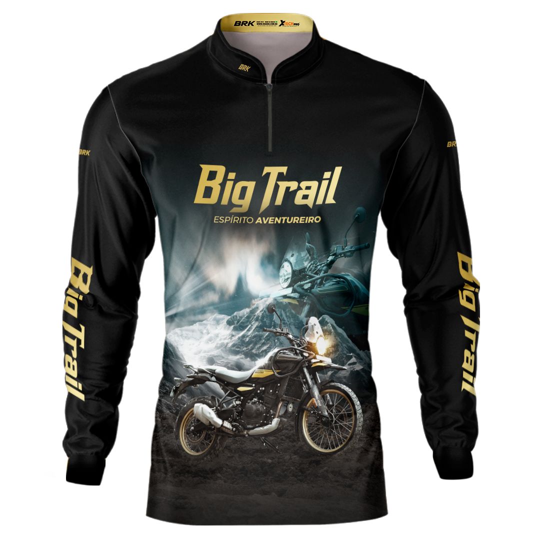 Camisa de Motociclismo Brk Preta Moto Himalayan com Proteção Solar UV50+
