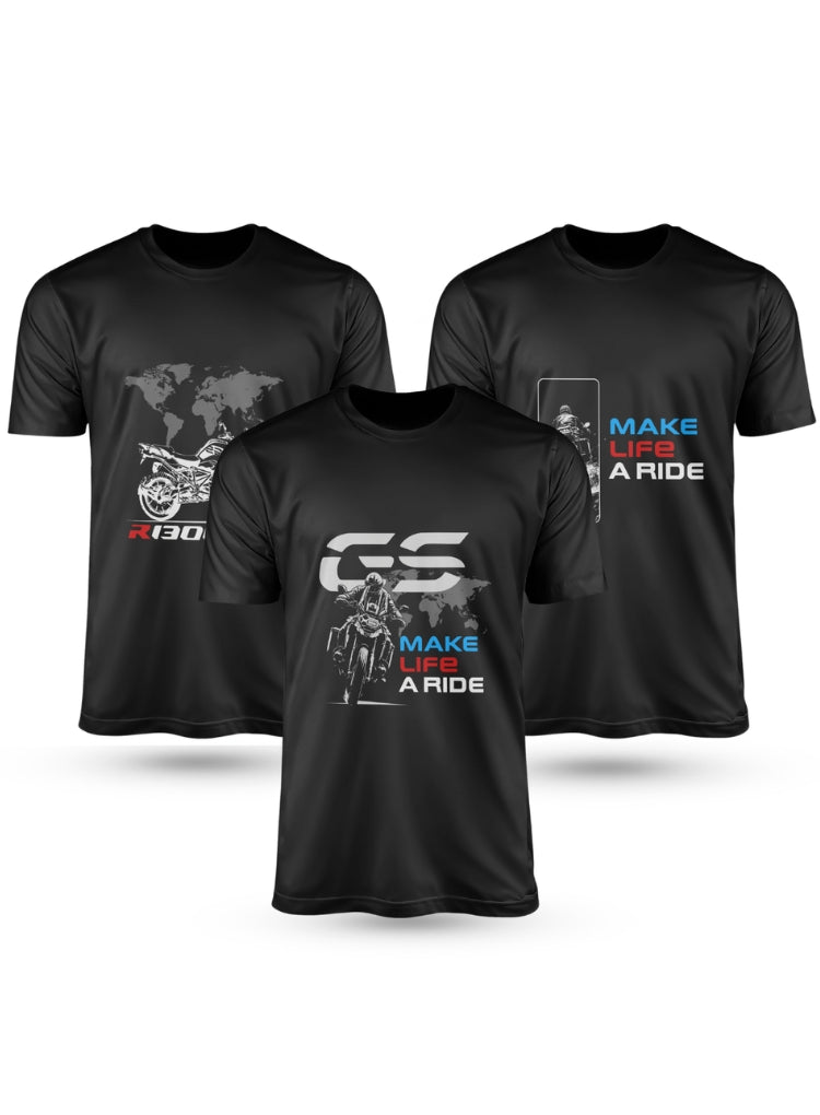 Kit 3 Camisas de Algodão Brk Motociclismo Big Trail GS Make Life A Ride