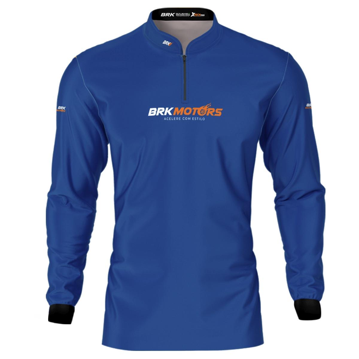 Camisa de Motociclismo Brk Azul Básica com Proteção Solar UV50+