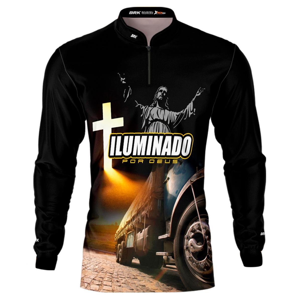 Camisa de Caminhão Brk Iluminado Por Deus Fé com Proteção UV50+