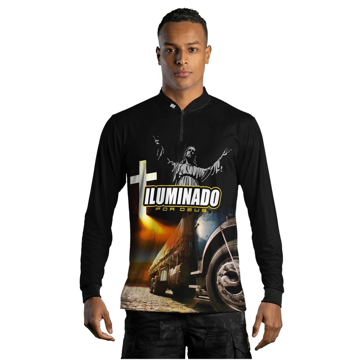 Camisa de Caminhão Brk Iluminado Por Deus Fé com Proteção UV50+