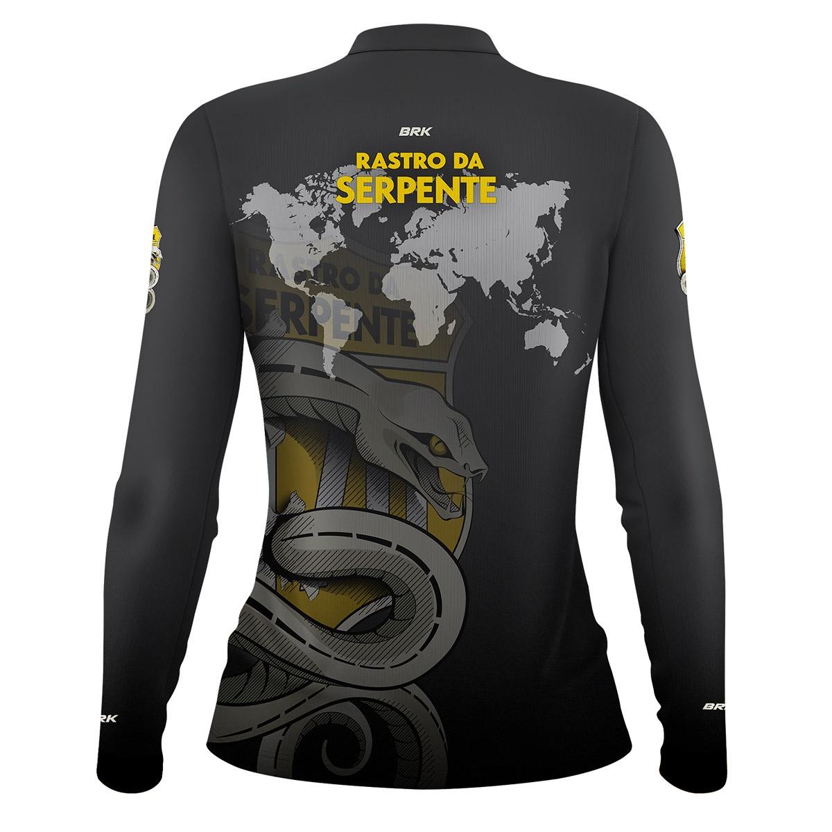 Camisa Feminina de Motociclismo Brk Rastro da Serpente Cinza com UV50+