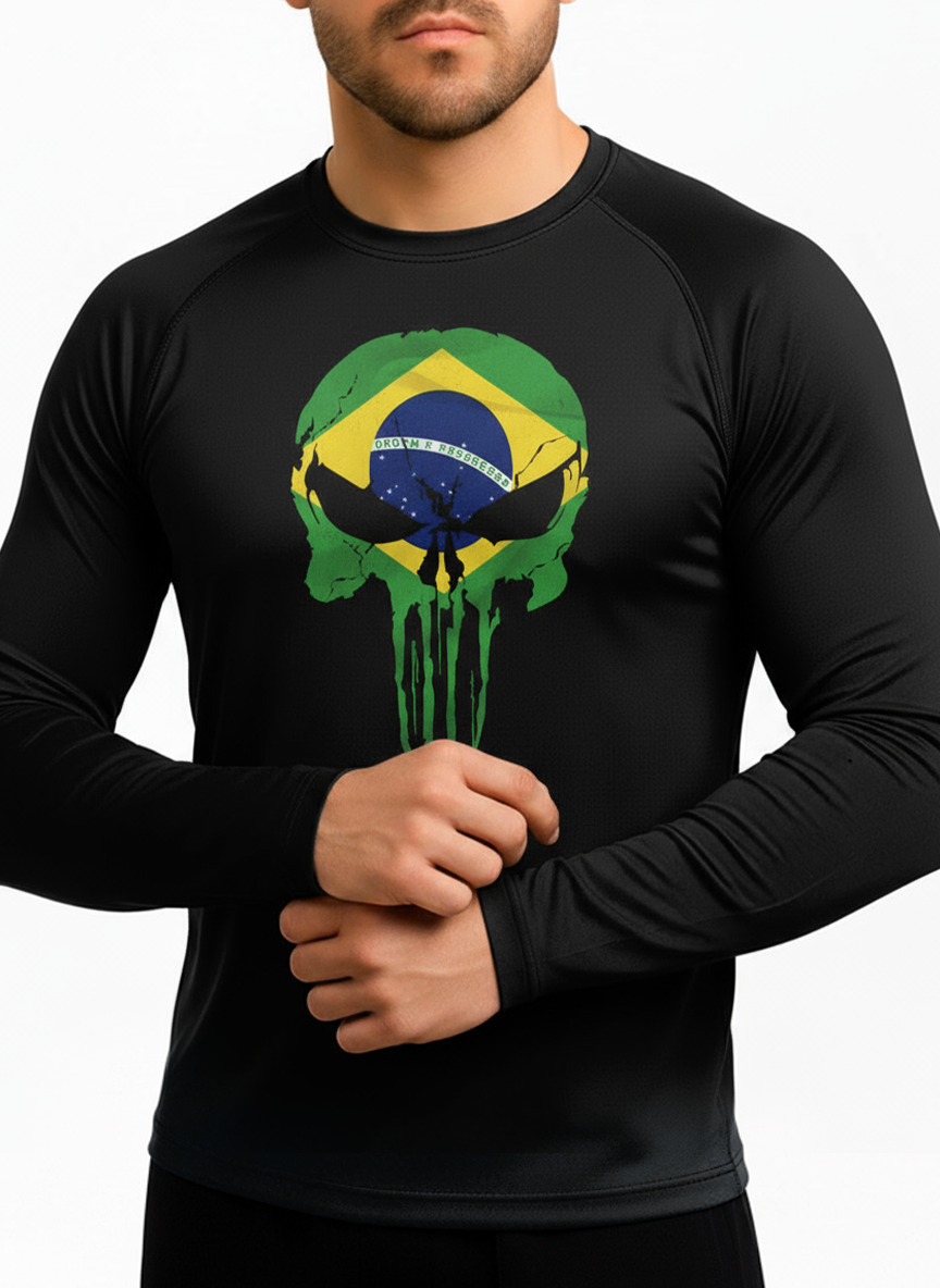 Camisa UV50 Segunda Pele Brk Militar Bandeira do Brasil