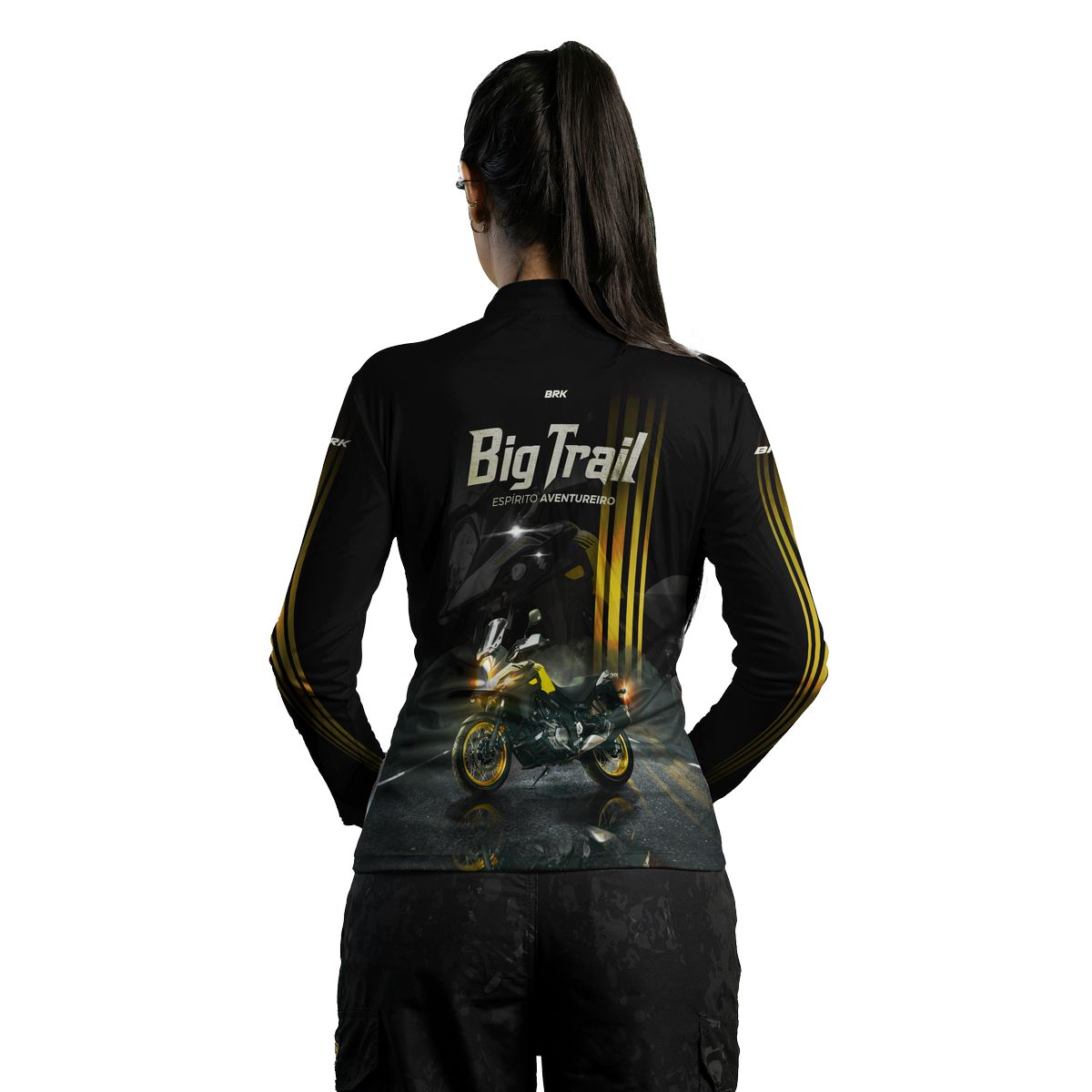 Camisa de Motociclismo Feminina Brk V-STORM 650 Preta com Proteção Solar UV50+