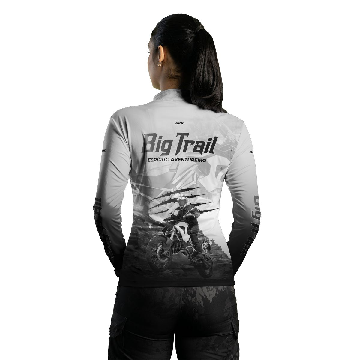 Camisa de Motociclismo Feminina Brk Tiger 1200 Rally Pro Branca com Proteção Solar UV50+