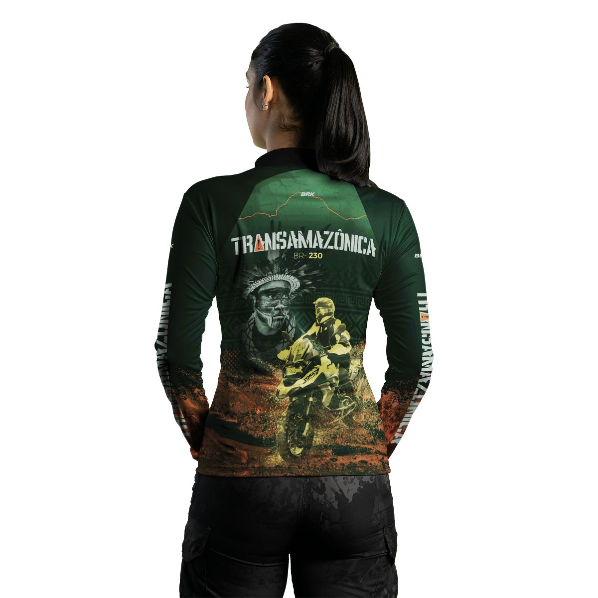 Camisa de Motociclismo Feminina Brk Transmazônica Big Trail com Proteção UV50+