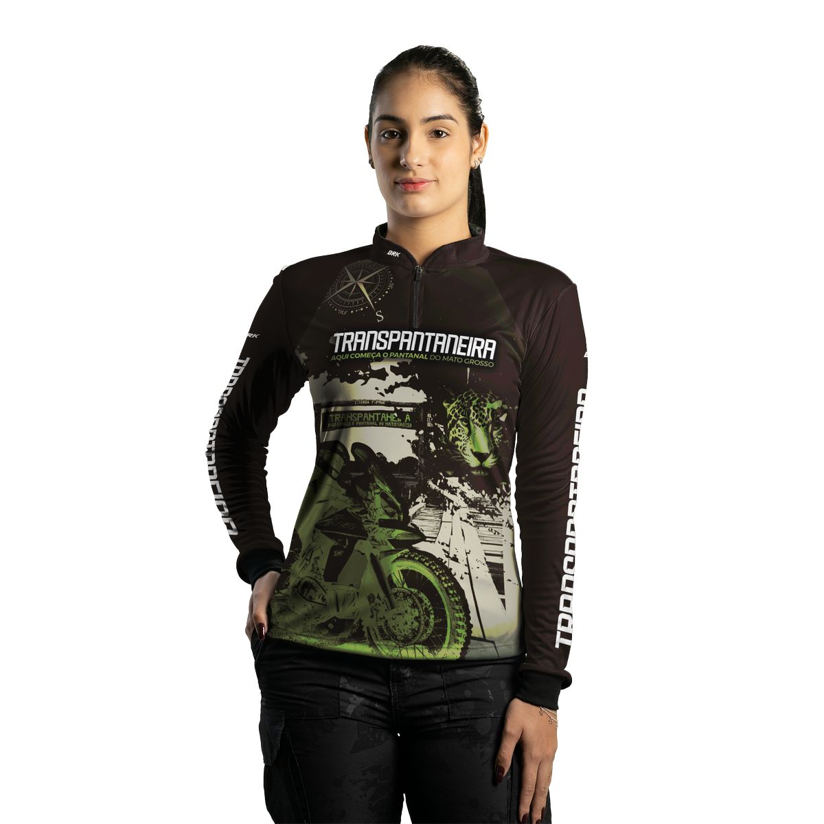 Camisa de Motociclismo Feminina Brk Transpantaneira Moto com Proteção UV50+