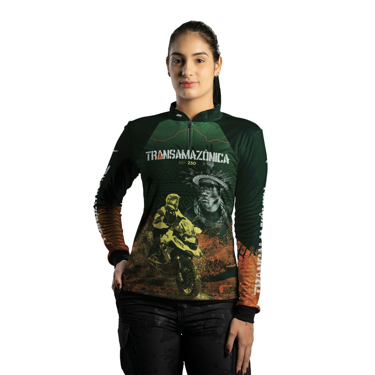Camisa de Motociclismo Feminina Brk Transmazônica Big Trail com Proteção UV50+