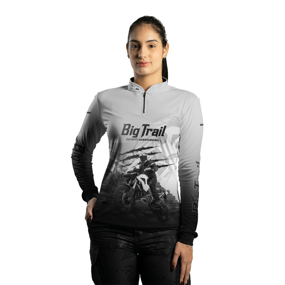 Camisa de Motociclismo Feminina Brk Tiger 1200 Rally Pro Branca com Proteção Solar UV50+