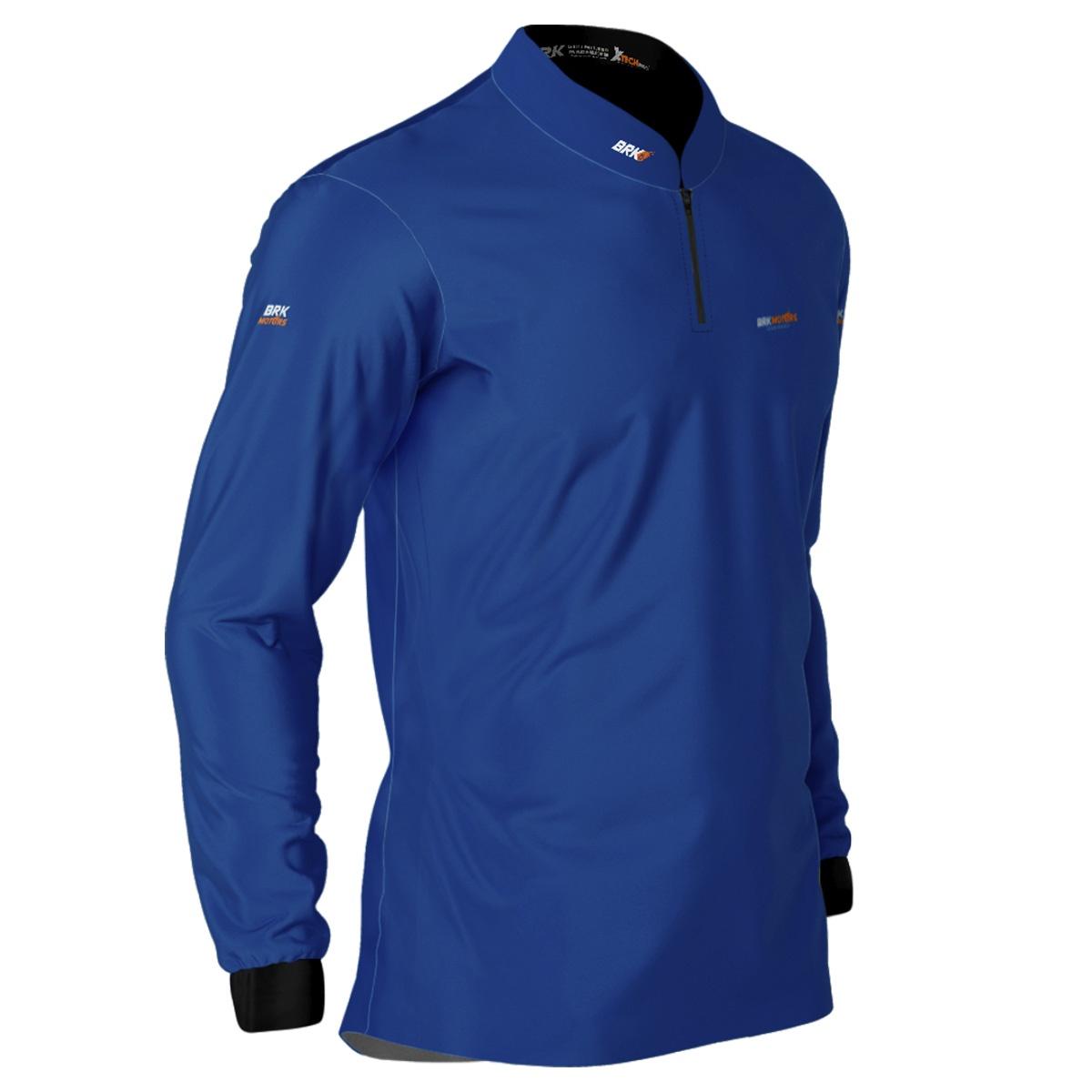 Camisa de Motociclismo Brk Azul Básica com Proteção Solar UV50+
