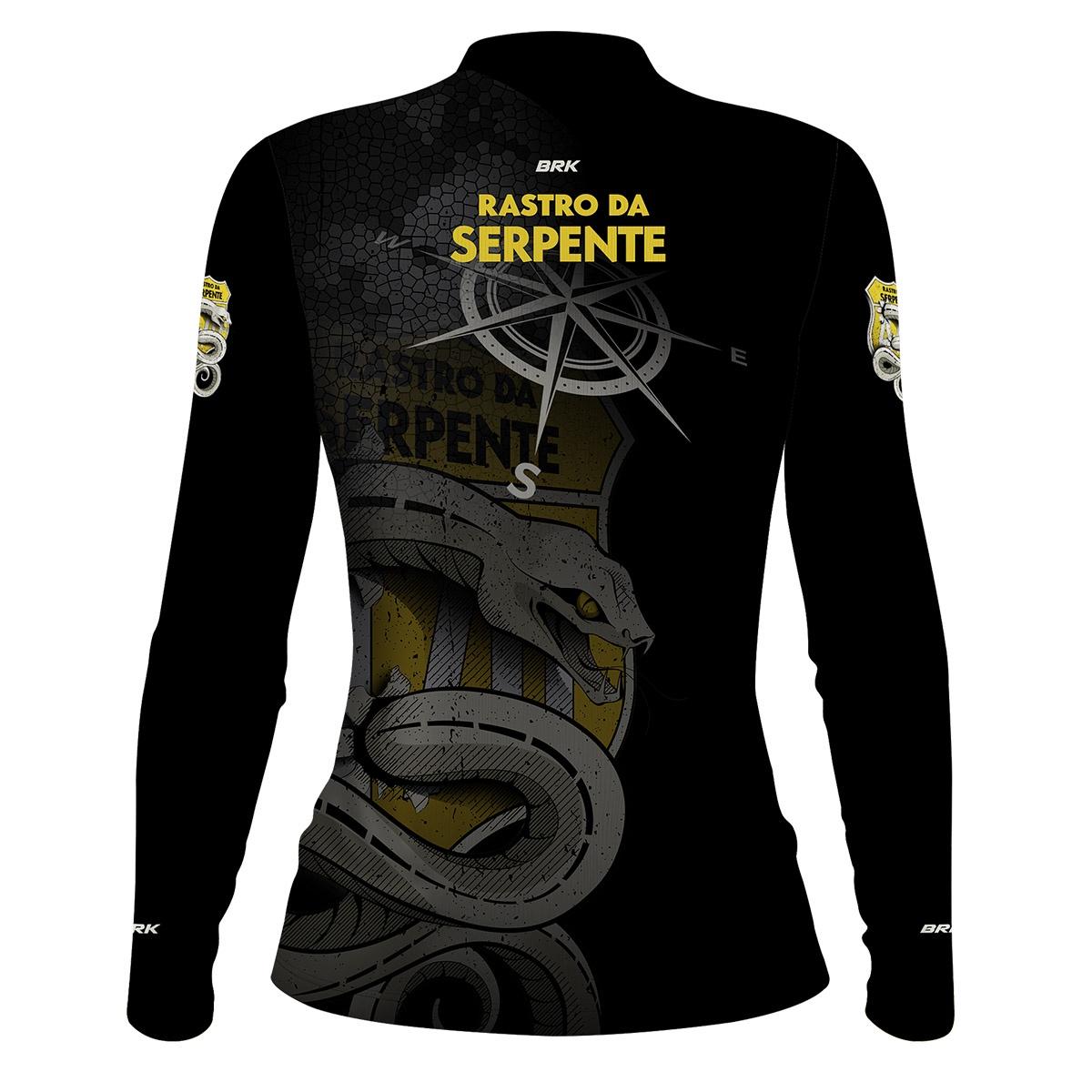 Camisa Feminina de Motociclismo Brk Rastro da Serpente Preta com UV50+