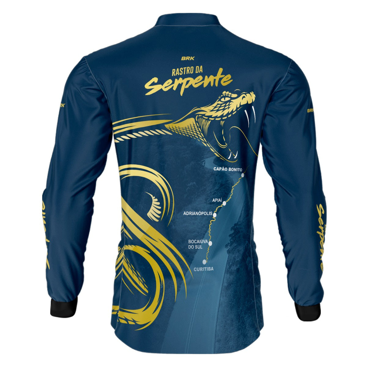 Camisa de Motociclismo Brk Rastro da Serpente Azul Marinho com Proteção Solar UV50+