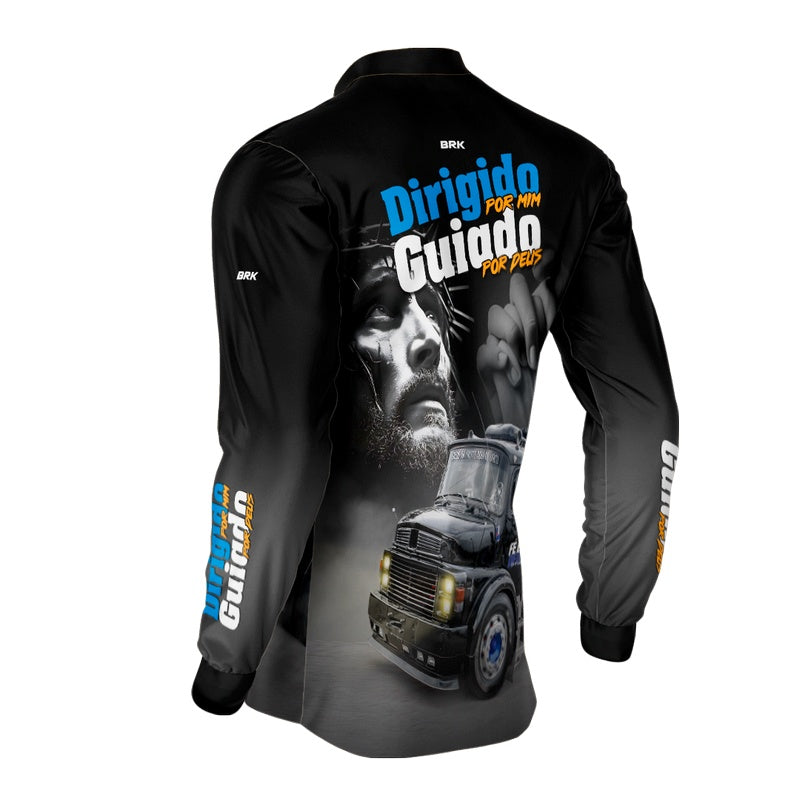 Camisa de Caminhão Brk Dirigido Por Mim, Guiado Por Deus com UV50+